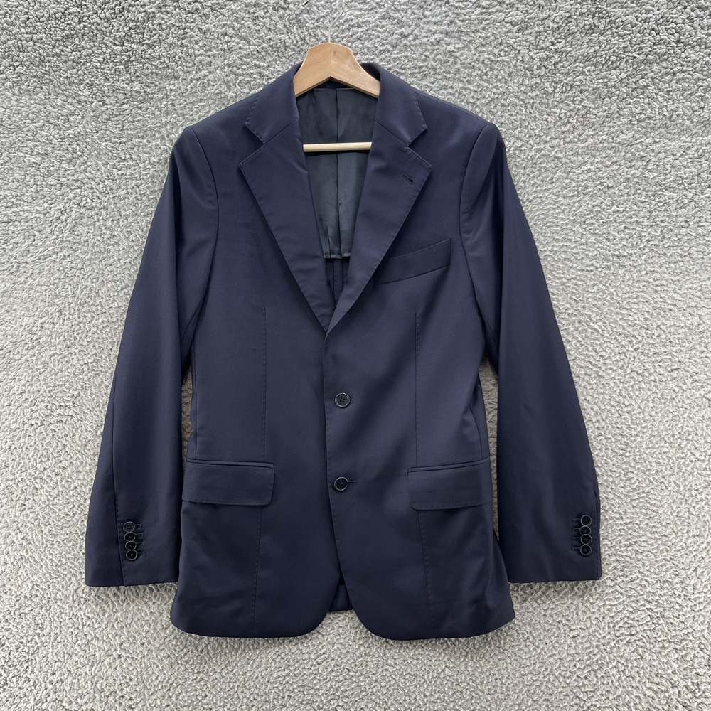 Gutteridge Blazer Mens 36 Navy Blue Wool Superfine 110s Italy Vitale Barberis